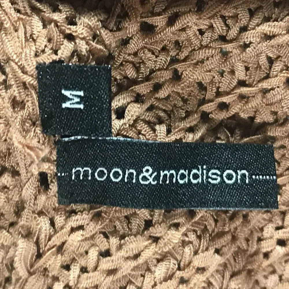 Moon & Madison Medium Knit Tank Top Blouse Boho Neutral Tan Blush